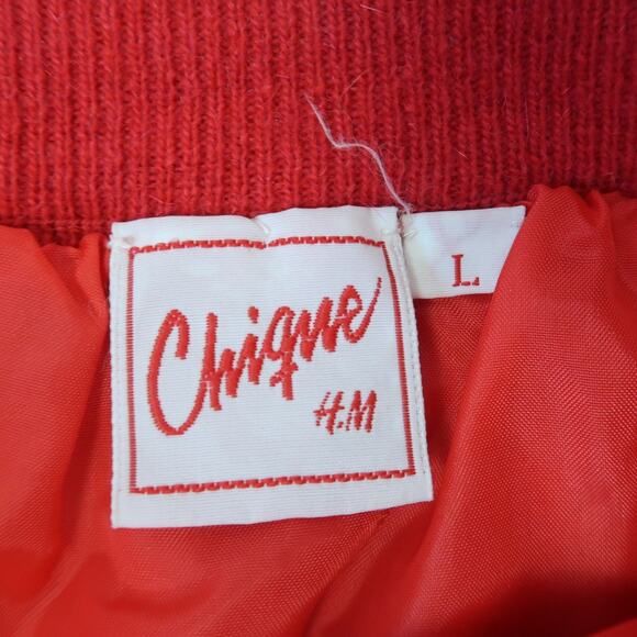 Vintage 80s H&M Chique Red Wool Angora Knit Midi Skirt L - Picture 4 of 5